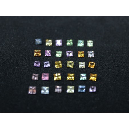 Lot de 10 Saphirs Multicolors CV  3.20x3.20mm