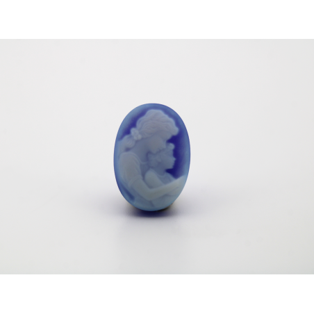 Camée agate bleue ovale 14x10mm 4.1cts