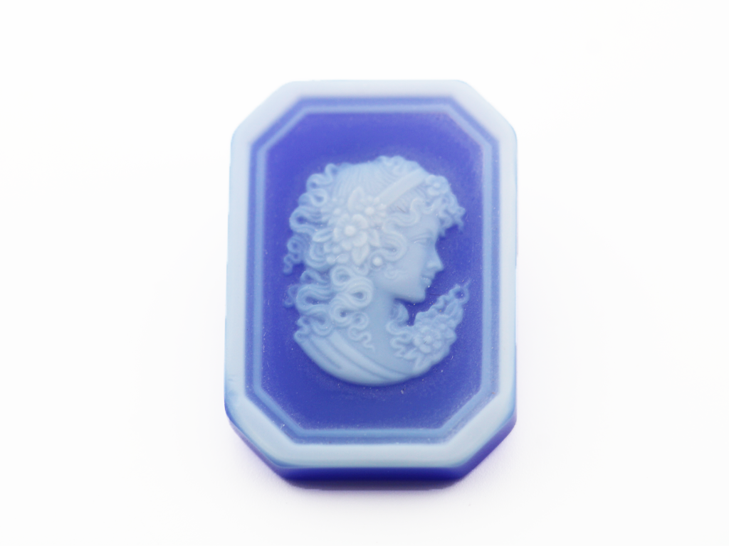 Camée agate bleue RPC 25x18mm 20.92ct