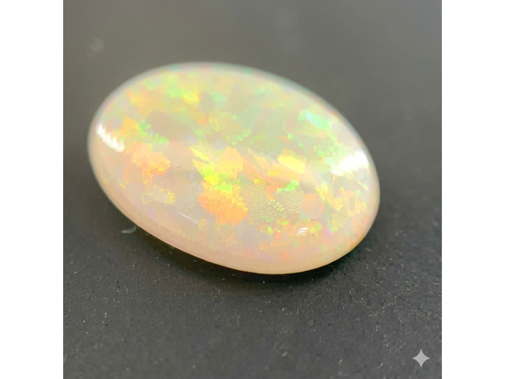 Opale blanche ovale 10x8mm 1.27ct